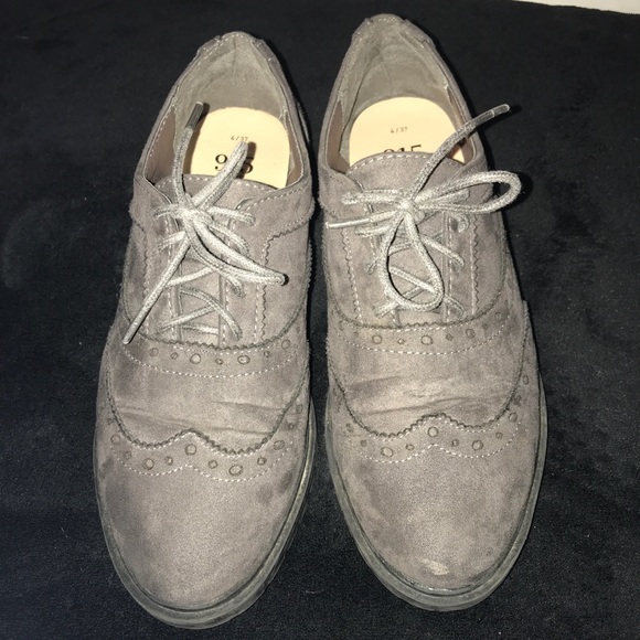 Gray suede platform lace up oxfords from new look - Picture 2 of 4